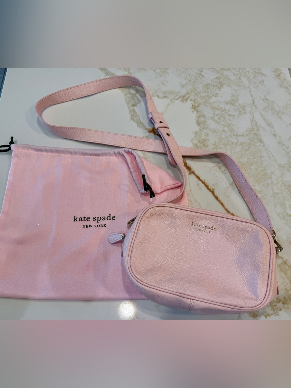 kate spade Astrid Pink Pebbled Leather Crossbody with Adjustable Strap